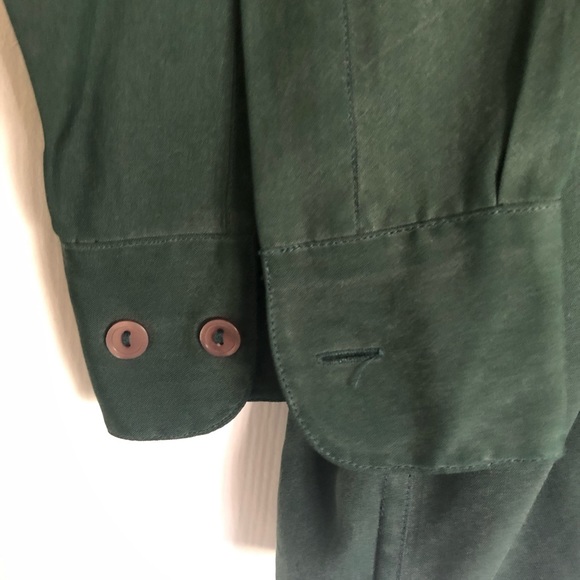 Silk Button Down Shirt in Forest Green - Picture 4 of 6